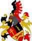 Jiří Slovenský: Dělený štít, nahoře červeno-černě polcený, vpravo zlatý patriarší kříž, vlevo zlatý fasces, dole ve zlatém poli červený vrch v patě štítu převýšený běžící červenou liškou. Na kolčí přilbě s točenicí